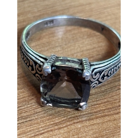 The Unbranded Brand Jewelry - Sterling Silver 925 SMOKY QUARTZ Vintage Setting Ring  Size 11.25